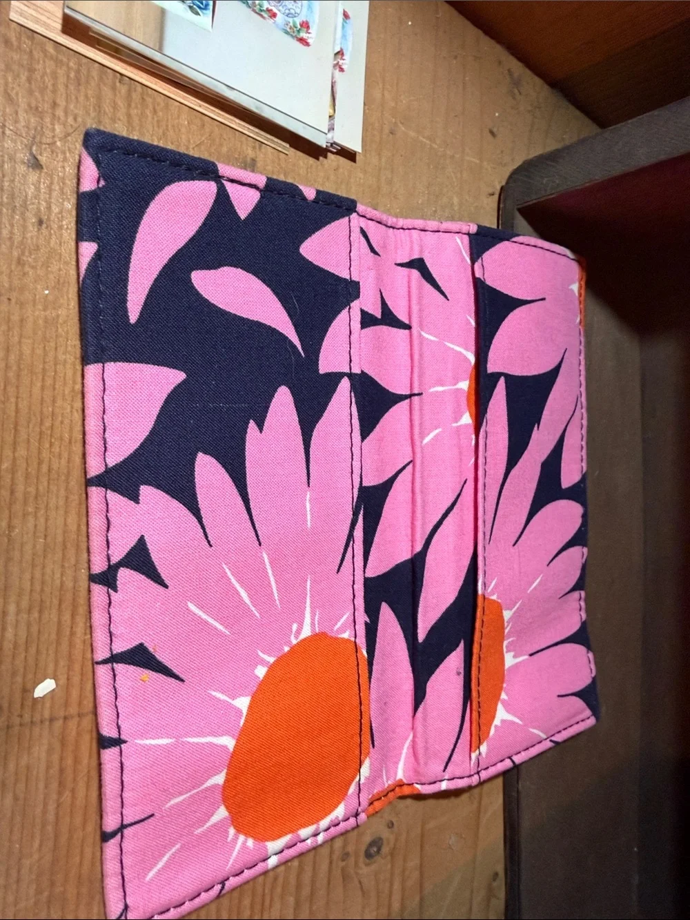 Vera Bradley Pink and Orange Floral Fabric Checkbook Holder - Picture 2 of 4